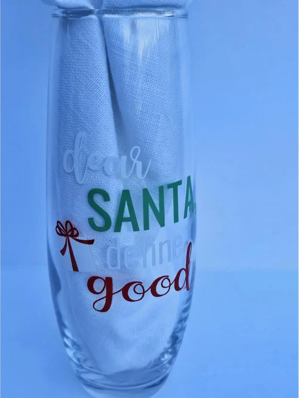 Dear Santa Define Good – Holiday Humor Cocktail Glass